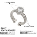 Steel Waterdrop 5A Zircon Open Ring (A267) / Ring