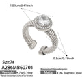 Steel Round 5A Zircon Open Ring (A286) / Ring