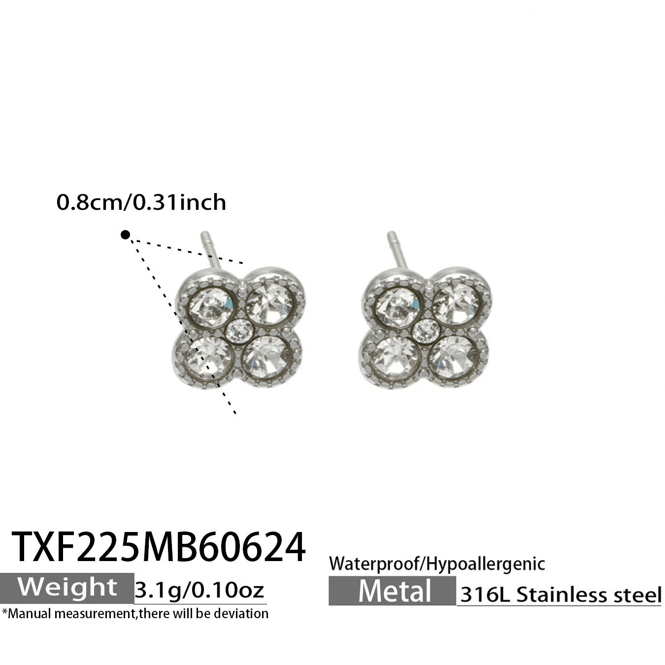 316L Stainless Steel 18K PVD Gold Clover Earrings