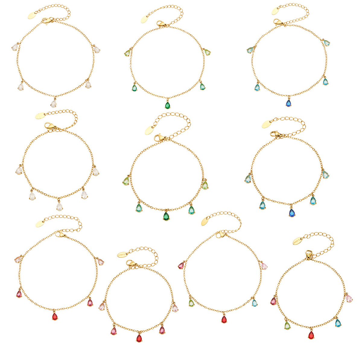 Teardrop Zircon Bracelets & Anklets | Stainless Steel