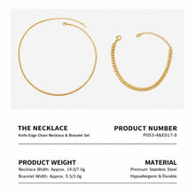 316L Stainless Steel 18K PVD Gold Wide Chain Bracelet and Necklace