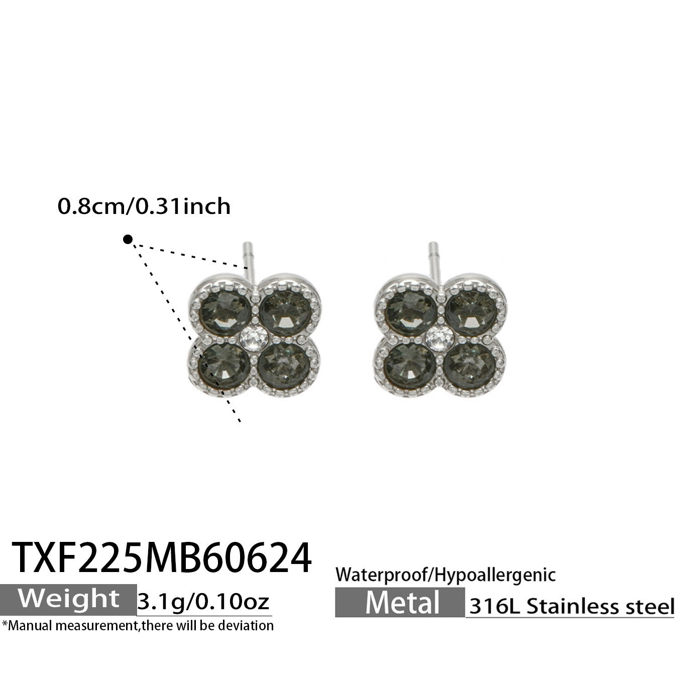 316L Stainless Steel 18K PVD Gold Clover Earrings