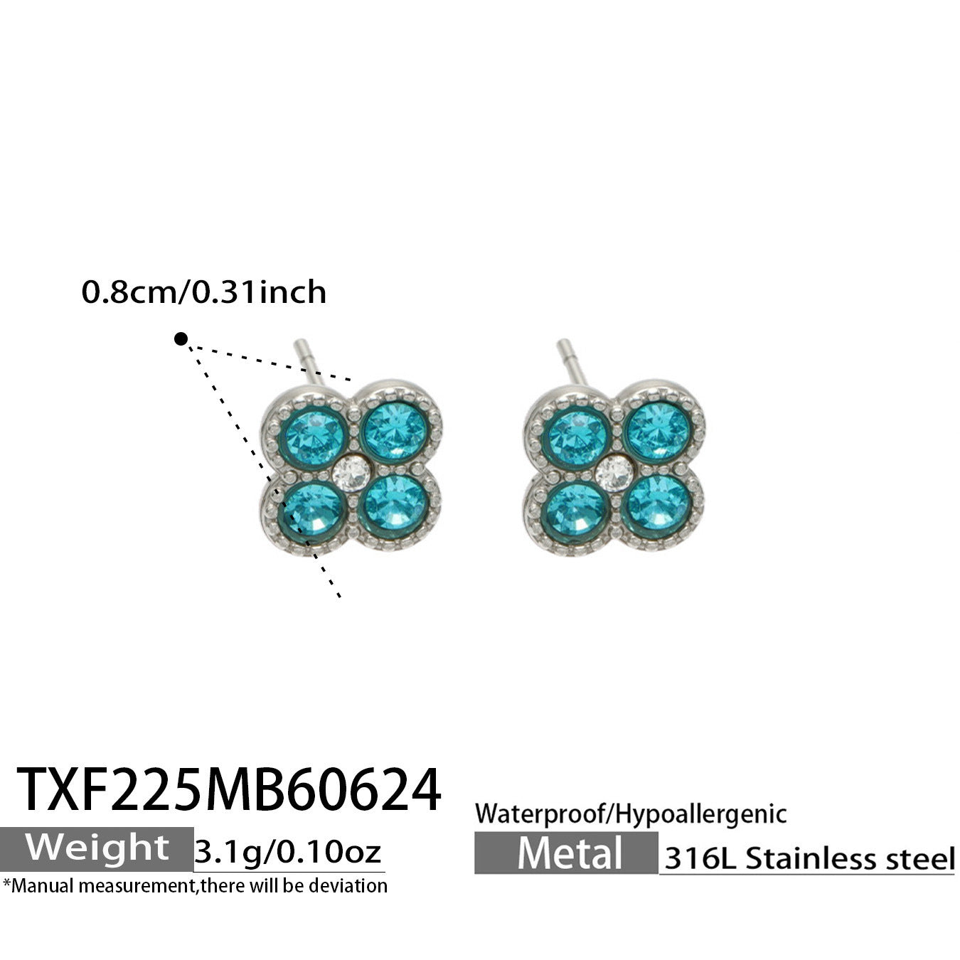 316L Stainless Steel 18K PVD Gold Clover Earrings