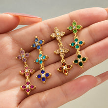 Three-Flower Zircon Drop Earrings | Stainless Steel