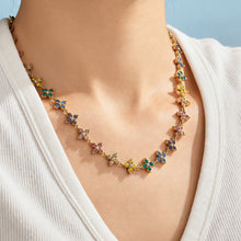 Four-Petal Flower Zircon Necklace | Stainless Steel