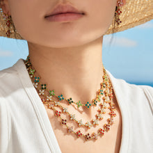 Four-Petal Flower Zircon Necklace | Stainless Steel