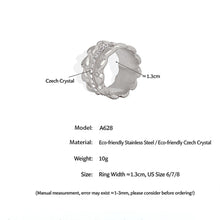 Stainless Steel Scalloped Stone-Set Ring