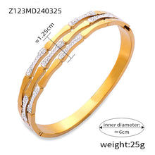 18K gold plated double strip zircon bangle (Z123MD240325), inner diameter 6cm, weight 25g