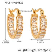 316L Stainless Steel 18K Gold PVD Full Zircon Hoop Earrings