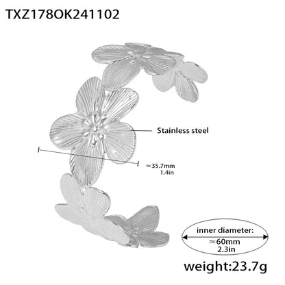 Silver 18k gold plated 3D flower bangle: 60mm inner diameter 23.7g weight