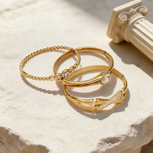 18k gold plated 5a zircon stainless steel bracelet set displayed on stone, versatile office jewelry