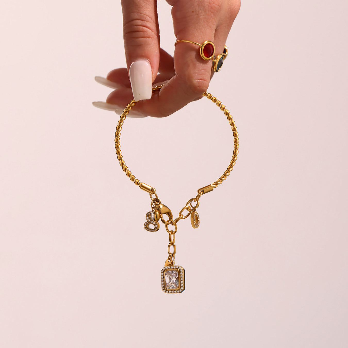 Handheld gold 18k gold plated 5A zircon twist DIY bangle: lightweight comfortable wear