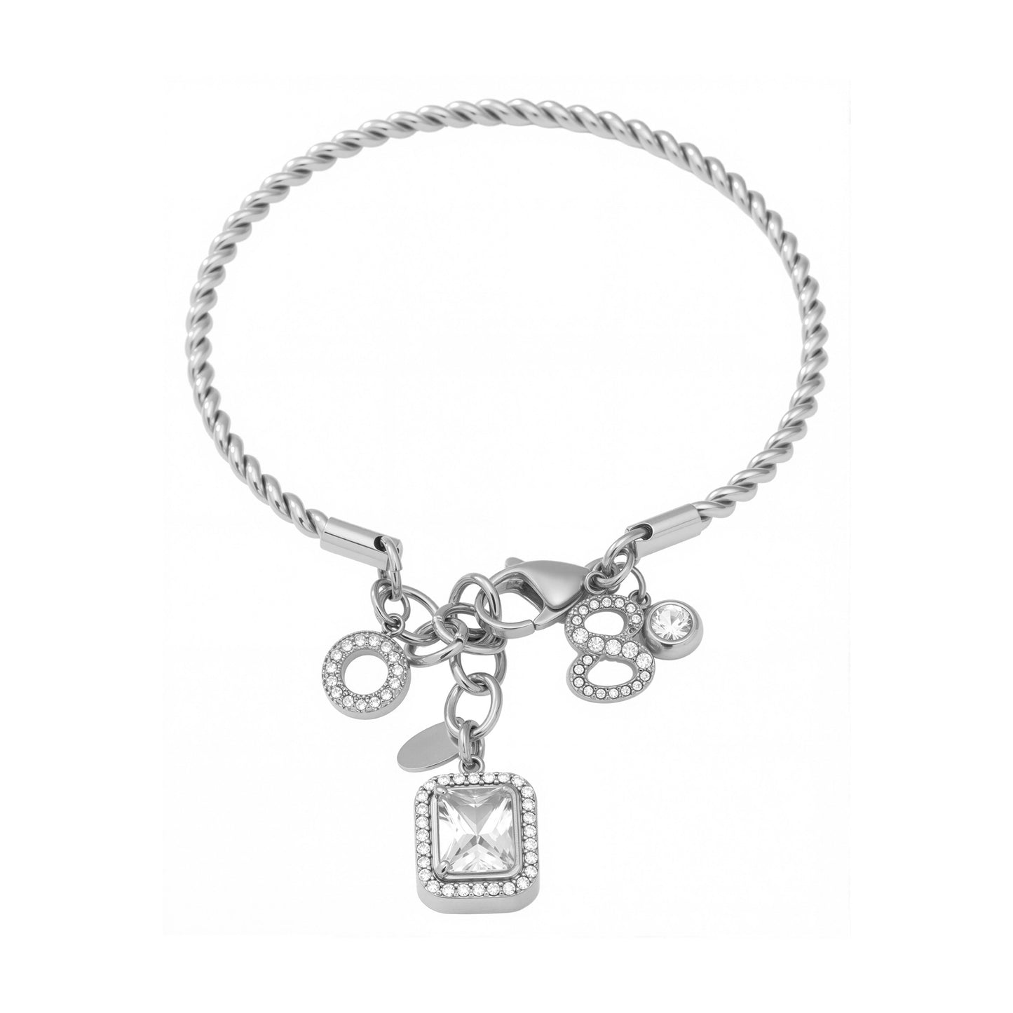 Silver 18k gold plated 5A zircon twist DIY bangle: multi-accessory personalized design