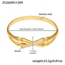 316L Stainless Steel 5A Zircon Clip-On Bangle Set with PVD Gold