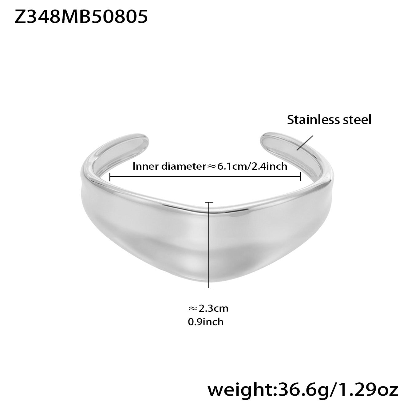 Silver 18k gold plated bold curved open bangle: extra-wide design 6.1cm inner diameter 36.6g weight