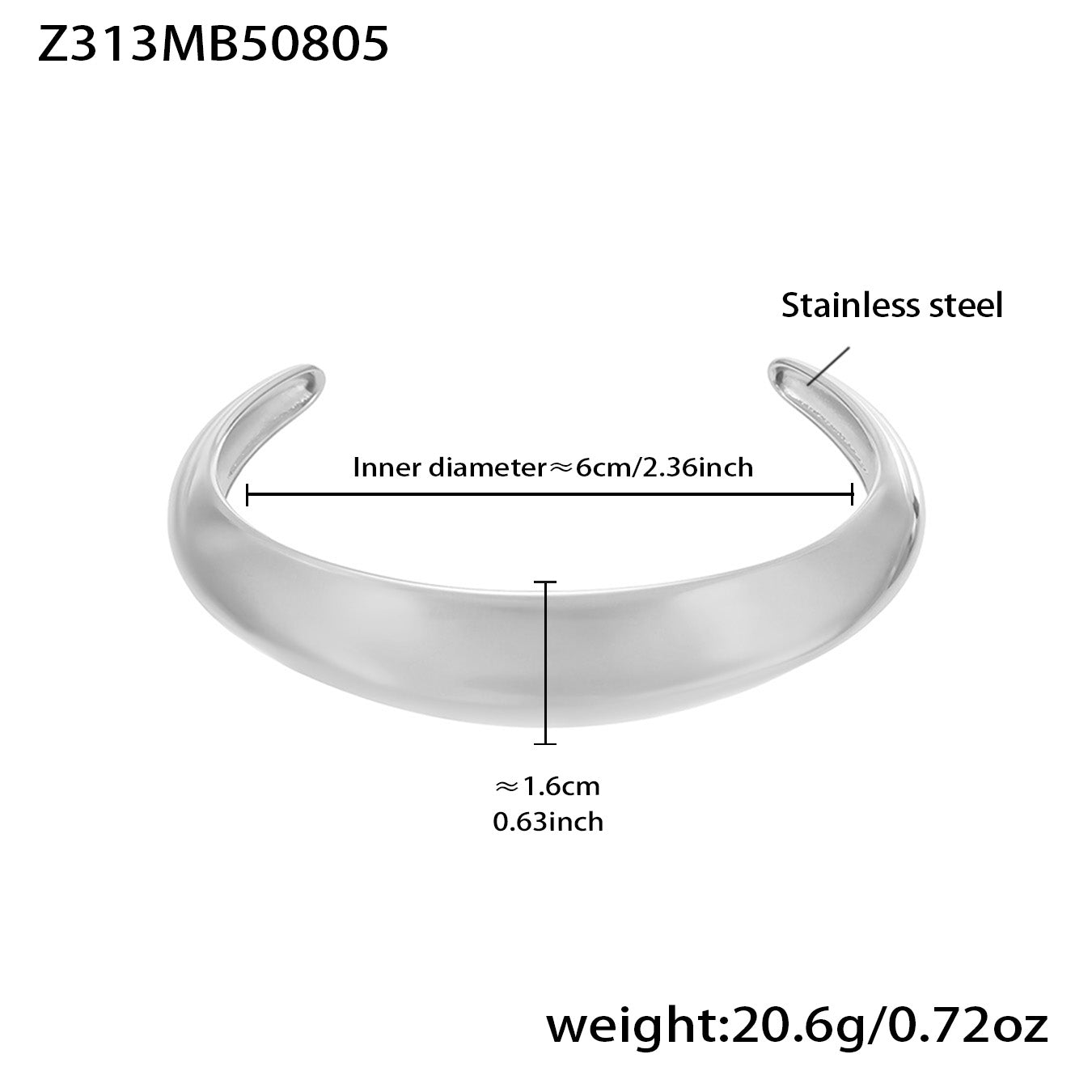 Silver 18k gold plated bold curved open bangle: wide design 6cm inner diameter 20.6g weight