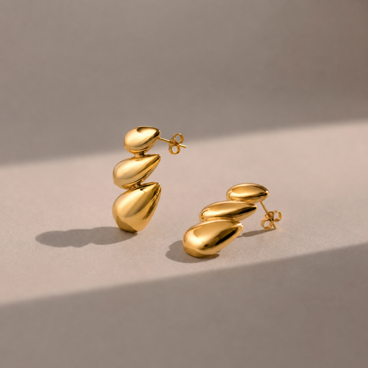 18K Gold Plated Copper Teardrop Drop Earrings