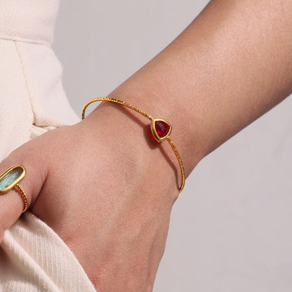 Handheld 18k gold plated cut Czech glass open bangle set: lightweight comfortable wear