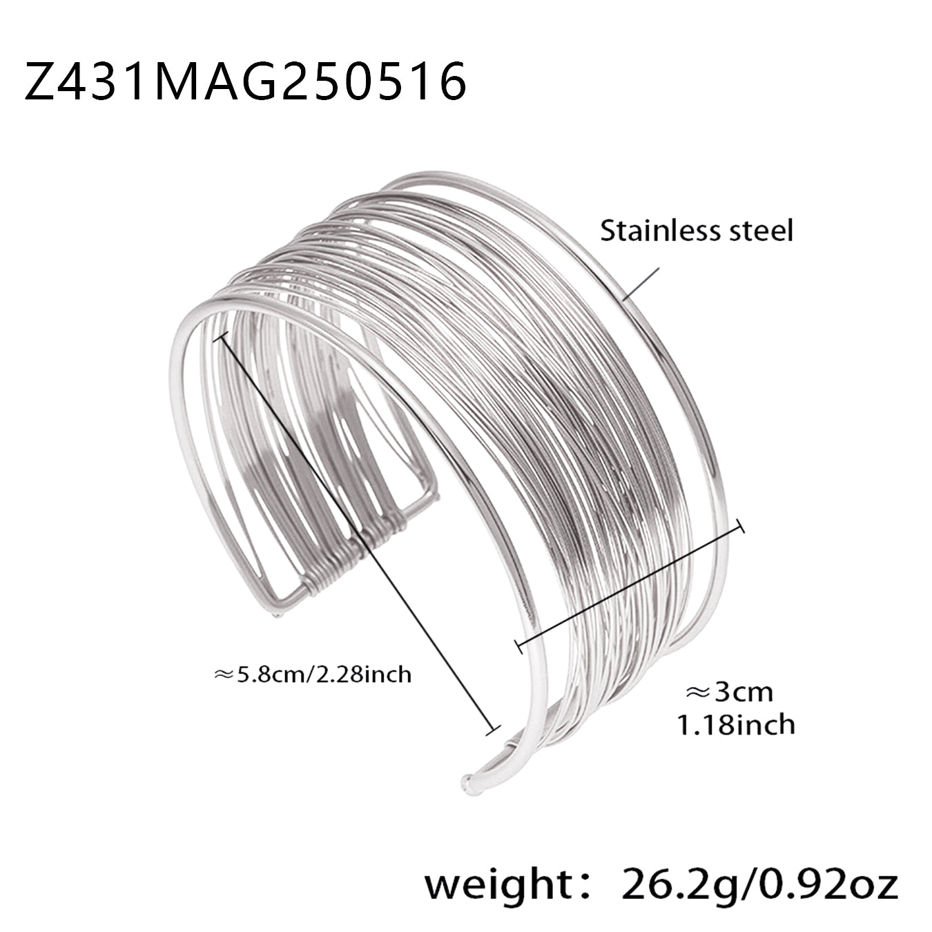 Silver 18k gold plated hand-wrapped brushed bangle: 5.8cm inner diameter 26.2g weight