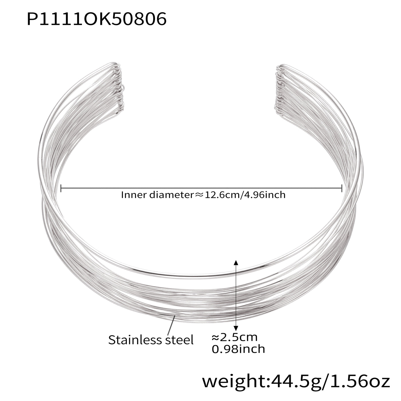 Silver 18k gold plated hand-wrapped brushed collar: 12.6cm inner diameter 44.5g weight