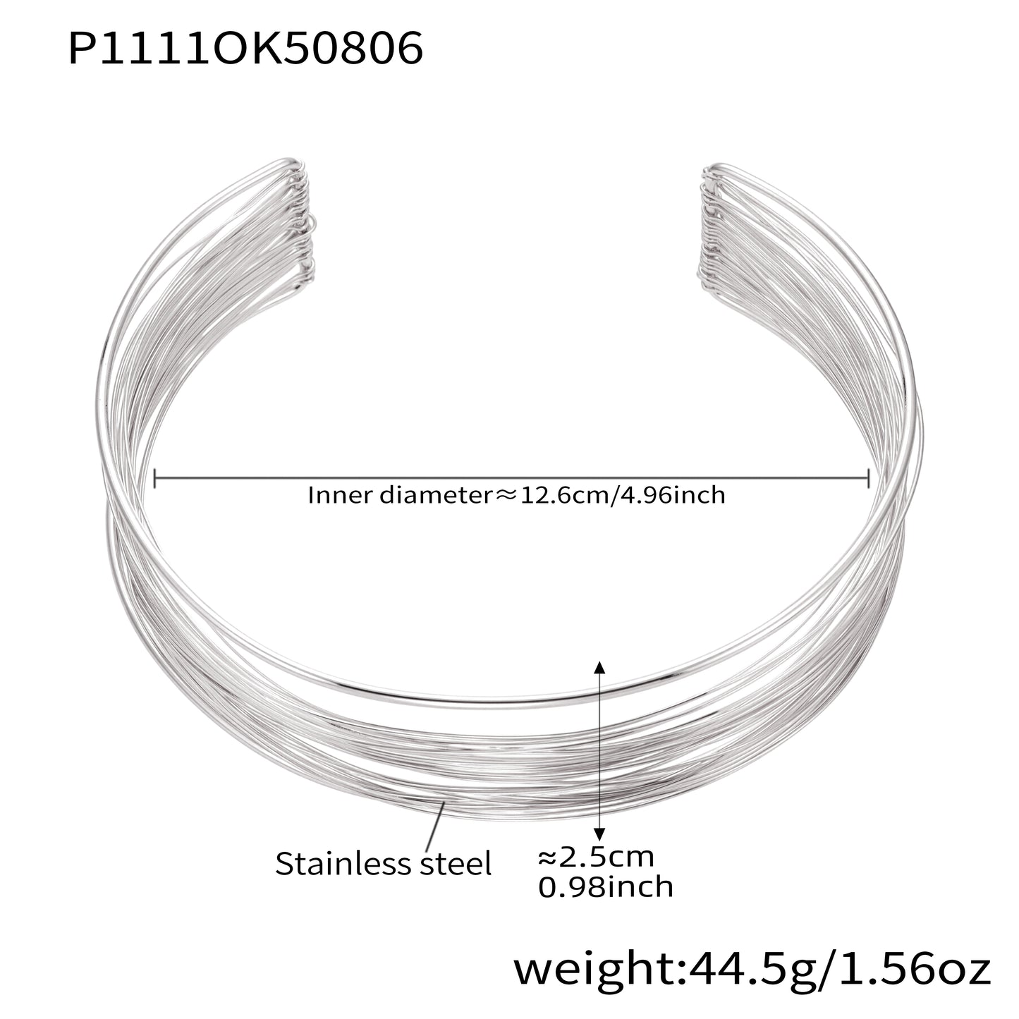 Silver 18k gold plated hand-wrapped brushed collar: 12.6cm inner diameter 44.5g weight