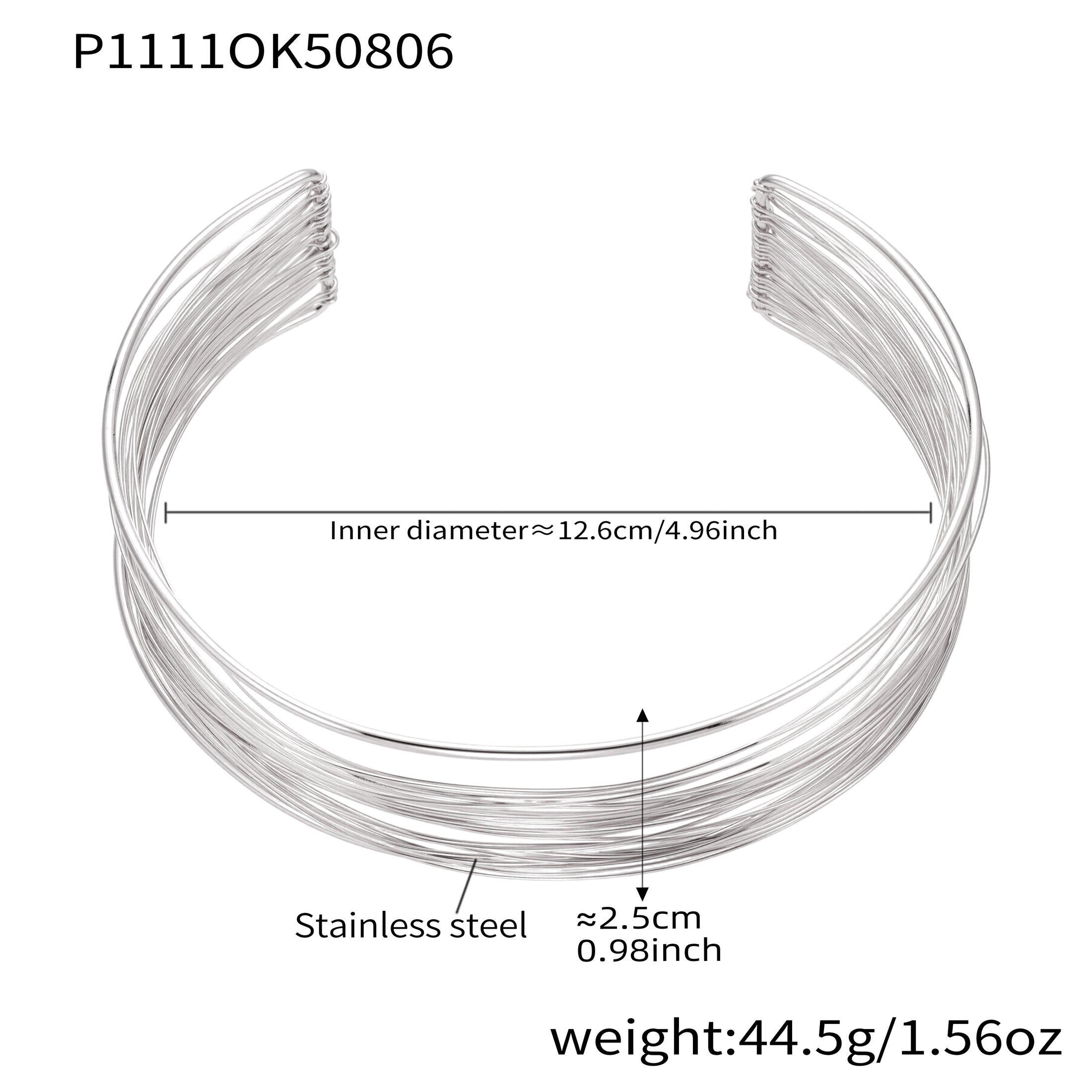 Silver 18k gold plated hand-wrapped brushed collar: 12.6cm inner diameter 44.5g weight