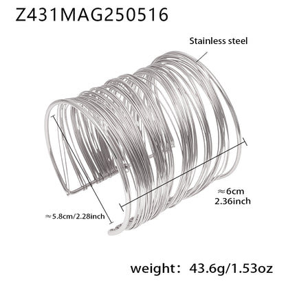 Silver 18k gold plated hand-wrapped brushed large bangle: 5.8cm inner diameter 43.6g weight