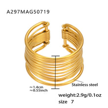 Gold 18k gold plated hand-wrapped brushed ring: size 7 1.4cm width 2.9g weight