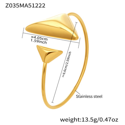 Gold 18k gold plated irregular geometric bangle: triangle design 6.6cm inner diameter 13.5g weight