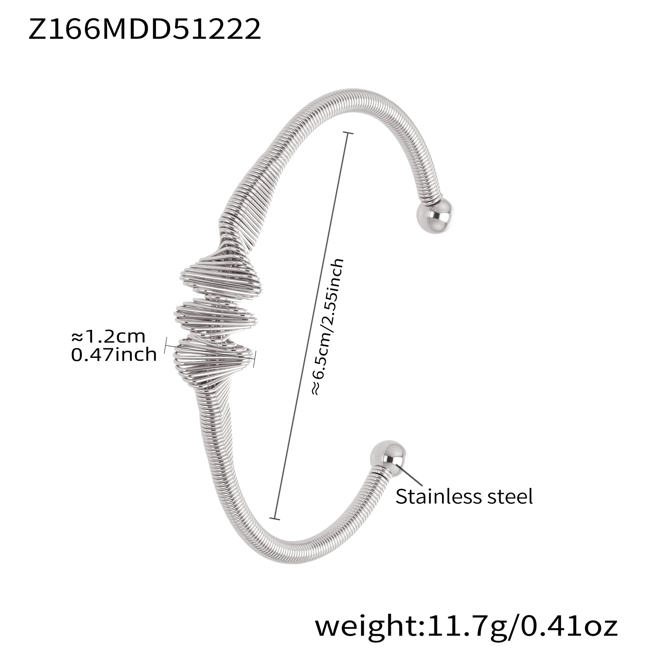 Silver 18k gold plated irregular geometric bangle: spiral design 6.5cm inner diameter 11.7g weight