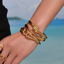 18k gold plated knot twist wave cuff bangle set, women's gold stacked bracelet