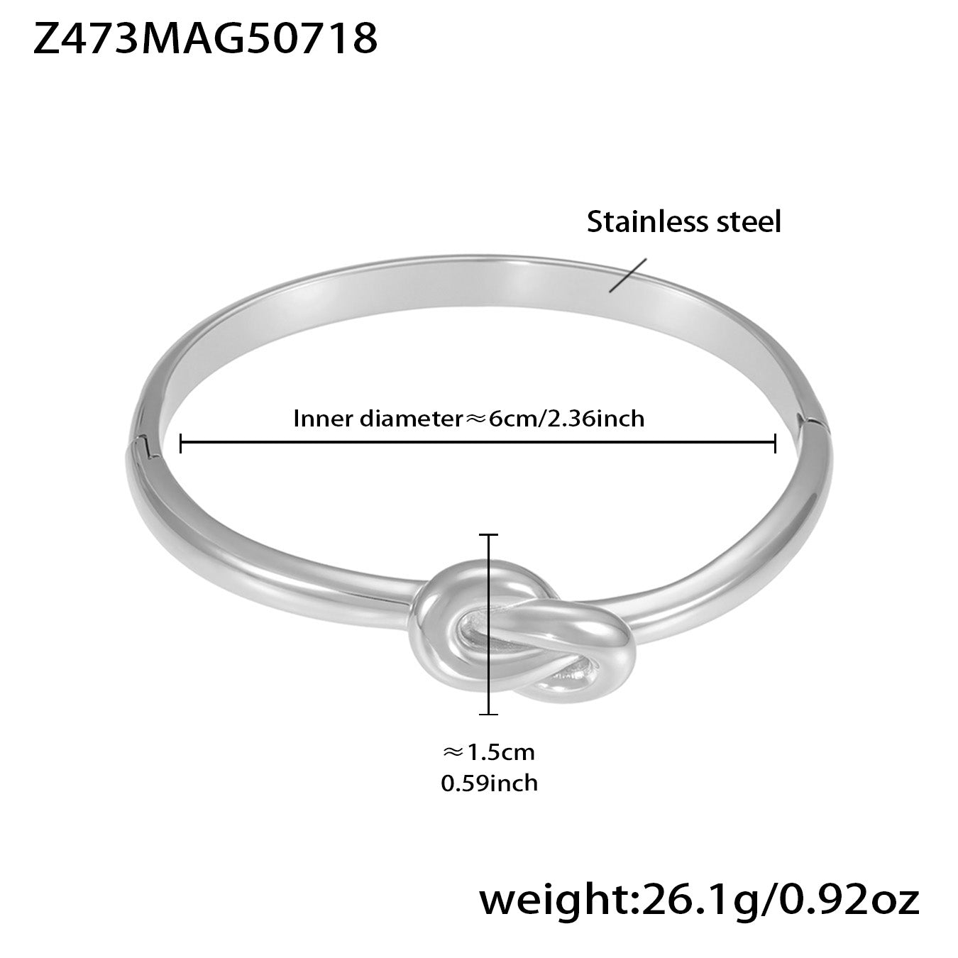 Silver 18k gold plated single knot bangle: 6cm inner diameter 26.1g weight