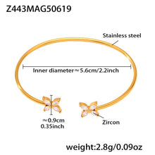 Gold 18k gold plated ocean 5A zircon bangle: flower design 5.6cm inner diameter 2.8g weight