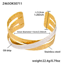 Twist 18k gold plated oil drop color block open bangle size: 6cm inner diameter 22.4g weight