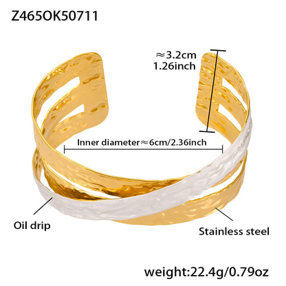 Twist 18k gold plated oil drop color block open bangle size: 6cm inner diameter 22.4g weight