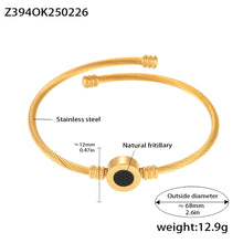 Gold 18k gold plated open bangle (large): 68mm outside diameter 12.9g weight trendy design