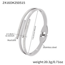 Silver 18k gold plated polished multi-layer rhinestone bangle: 6.2cm inner diameter 20.3g weight