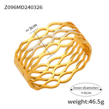 18k gold plated hollow wave bangle with rhinestone, inner diameter 6cm weight 46.5g size detail