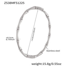 Silver 18k gold plated stainless steel bamboo texture bangle: 6.0cm inner diameter 15.8g weight