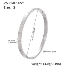 Silver 18k gold plated stainless steel square texture bangle (size S): 6.0cm inner diameter 14.0g weight