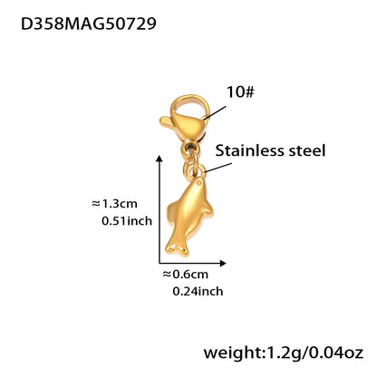 18k gold plated stainless steel dolphin charm: 1.3cm length 1.2g weight, 10# lobster clasp for DIY jewelry making