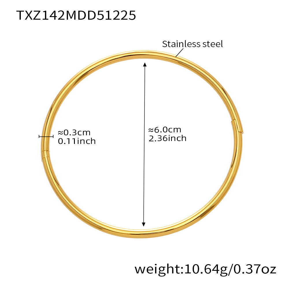 Gold 18k gold plated thin open bangle: 6.0cm inner diameter 10.64g weight