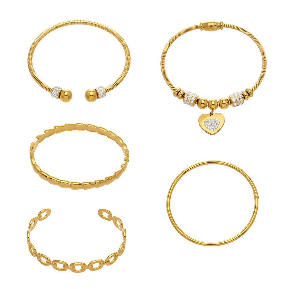 18k gold plated thin open bangle set: minimalist women's bracelet collection