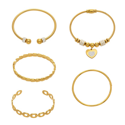 18k gold plated thin open bangle set: minimalist women's bracelet collection