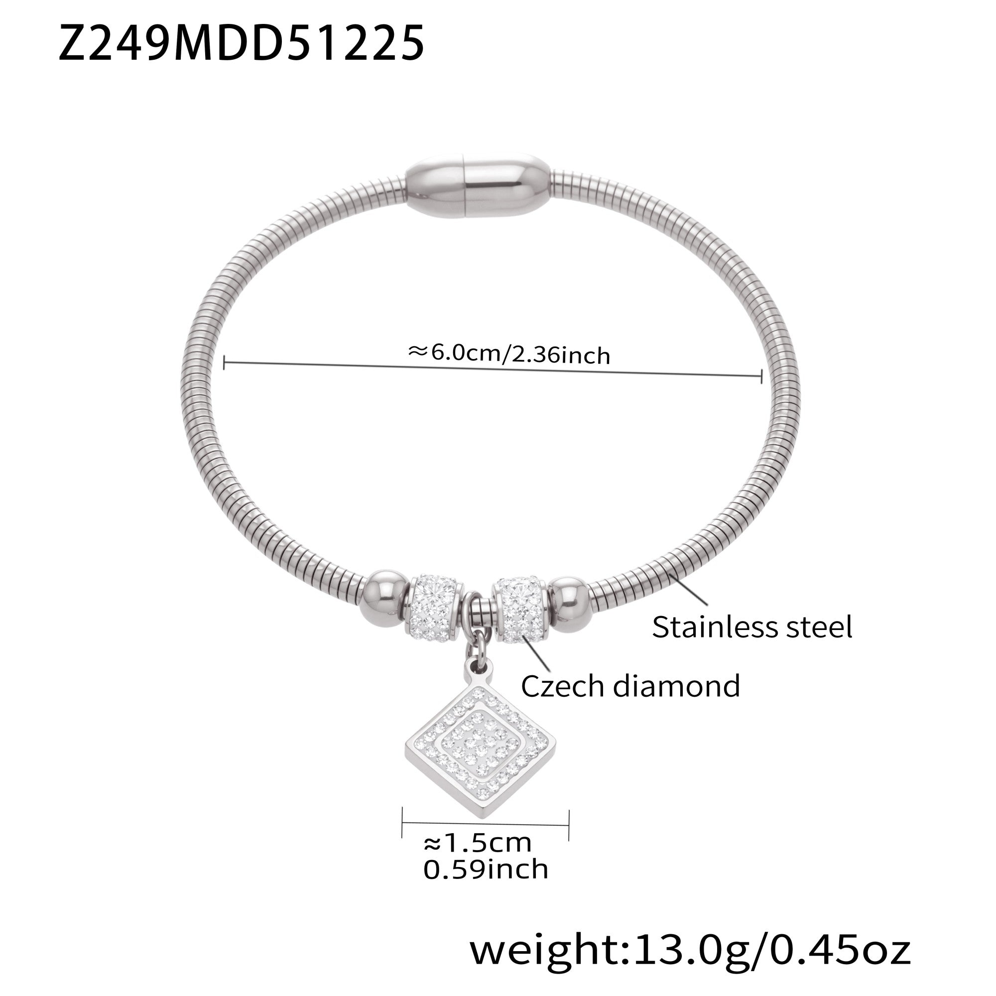 Silver 18k gold plated zircon pendant bangle size: 6.0cm inner diameter 13.0g weight