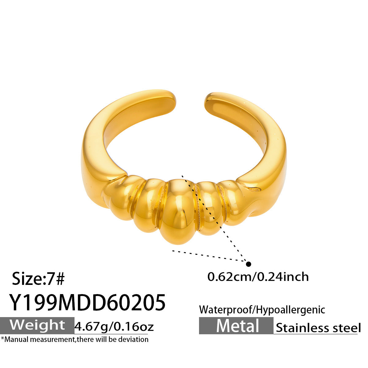 316L Stainless Steel 18K Gold PVD Waterproof Geometric Openwork Ring