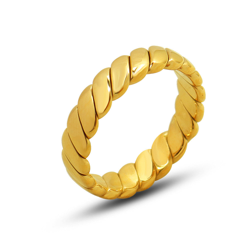 18K gold PVD geometric band ring made from 316L stainless steel