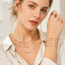 316L Stainless Steel 18K Gold PVD Colorful Zircon Pendant Necklace Set | Waterproof Hypoallergenic Jewelry for Women