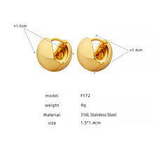 Minimalist Polished C-shaped Huggie Hoop Earrings, 316L Stainless Steel 18K Gold PVD Plated Tarnish Resistant Waterproof Hypoallergenic Chunky Small Hoop Earrings for Women Everyday Jewelry F172