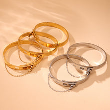 18K gold & silver stainless steel chain clasp bracelet set, high-end wholesale jewelry